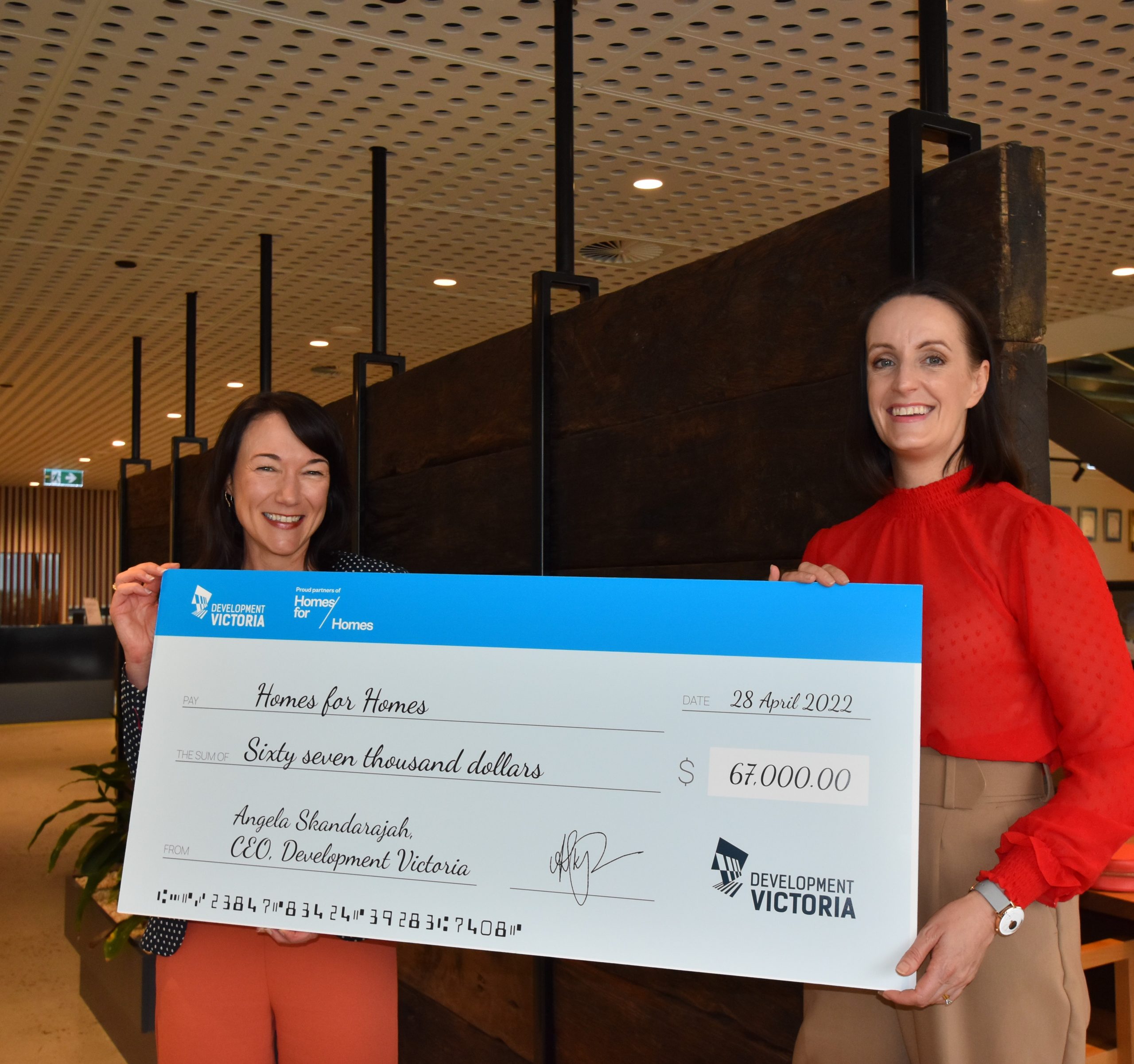 Development Victoria donates $67,000 to Homes for Homes